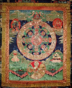 Bardo Mandala, Thangka som visar perioden mellan döden och reinkarnationen (gouache på tyg)